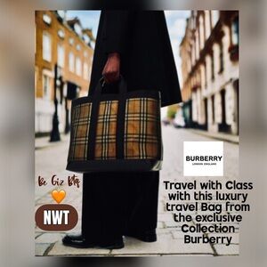 NWT Authentic Burberry Ormond Check Tote Archive Beige Travel Bag